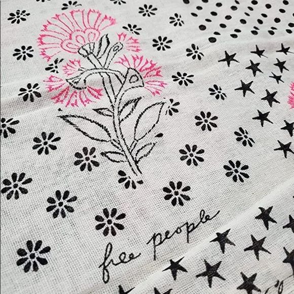 Free People IvoryPink & Black Floral Gauze Mesh hobo tote - Picture 2 of 3